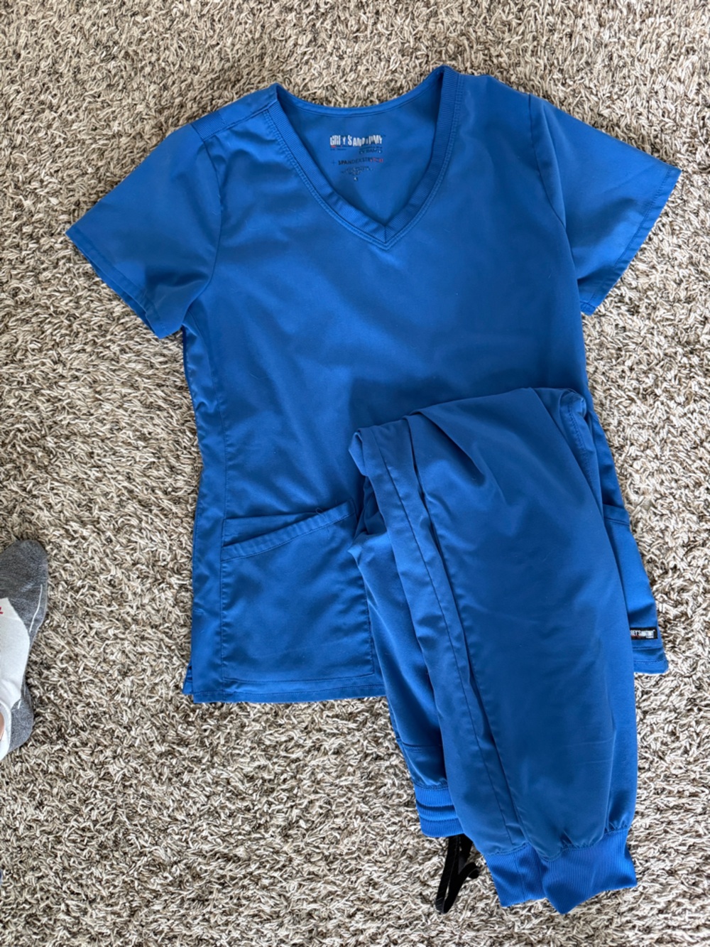 Grey's Anatomy Royal Blue Scrub Top and Jogger Set